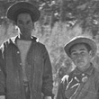 Building Lodge - Two CCC Enrollees and Ed Cano, Foreman